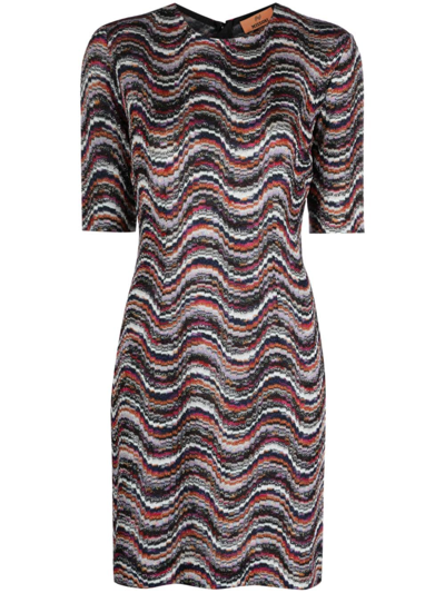 Shop Missoni Waves Pattern Short Dress In Multicolor