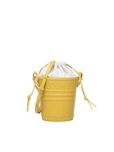Shop Loewe Jardinier Drawstring Bucket Bag In Yellow