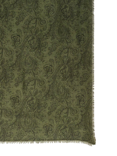 Shop Etro Wool Blend Paisley Scarf In Green