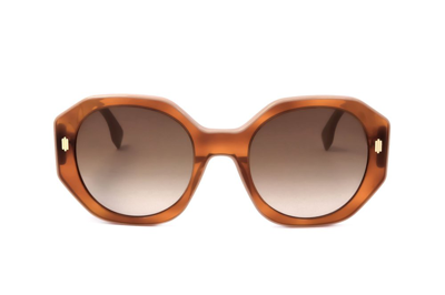 Shop Fendi Eyewear Oversized Frame Sunglasses In Multi