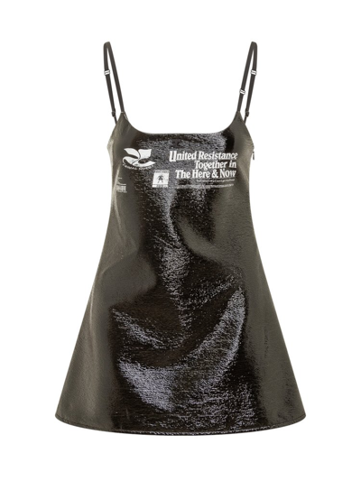 Shop Courrèges Resistance Vinyl Mini Slip Dress In Black