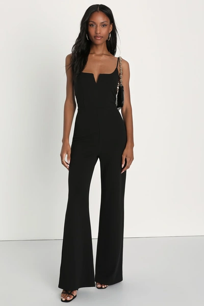 Lulus Cheers To Chic Black Sleeveless Wide-leg Jumpsuit In Black