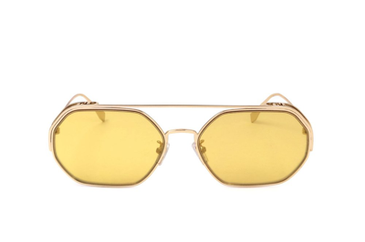 Shop Fendi Eyewear Geometric Frame Sunglasses In Gold