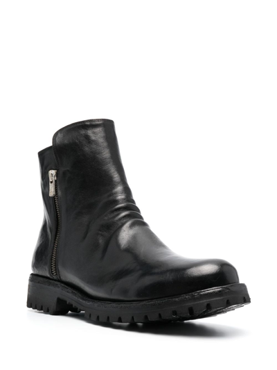 Officine Creative Iconik Leather Zip-up Boots In Black