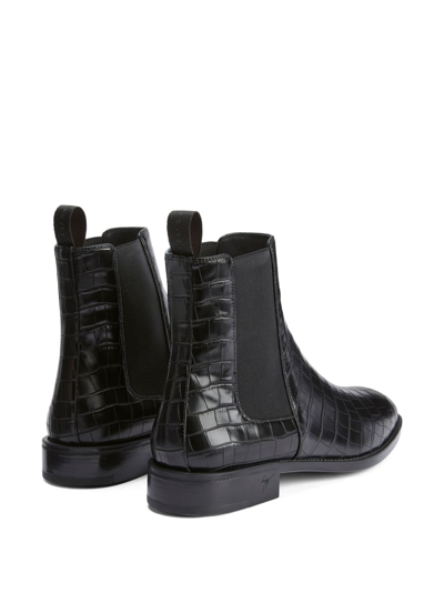 Shop Giuseppe Zanotti Ryim Crocodile-effect Boots In Black