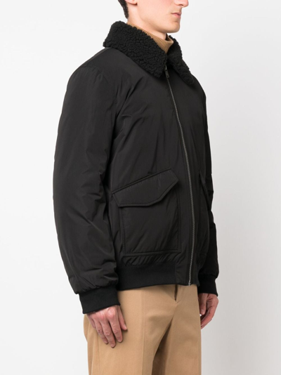 Shop Zadig & Voltaire Shearling-collar Bomber Jacket In Black
