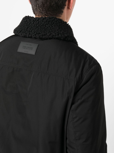 Zadig & Voltaire Faux-shearling Collar Jacket In Black