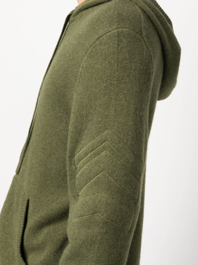 Shop Zadig & Voltaire Zip-up Knitted Cashmere Hoodie In Green