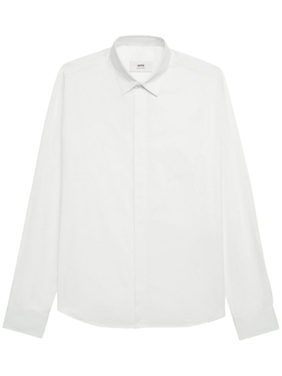 Shop Ami Alexandre Mattiussi Long-sleeve Cotton Shirt In White
