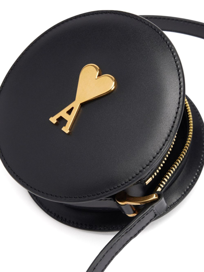 Shop Ami Alexandre Mattiussi Logo-plaque Round Shoulder Bag In Black