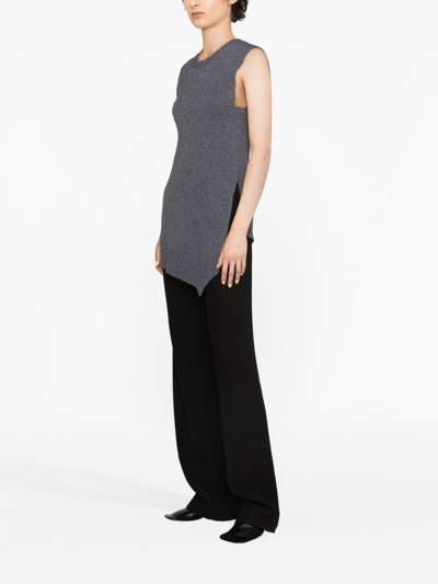 Jil Sander Detachable-panel Ribbed-knit Jumper In Grey