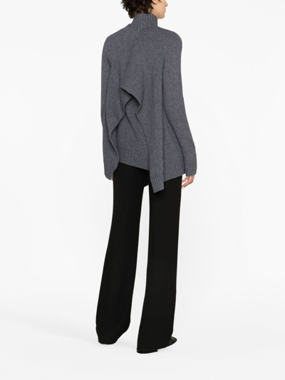 Jil Sander Detachable-panel Ribbed-knit Jumper In Grey