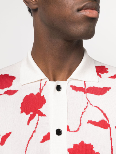 Shop Jacquemus La Chemise Maille Rose-jacquard Shirt In White