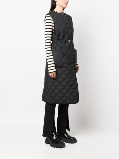 Shop Moncler Butor Quilted Long Gilet In 黑色