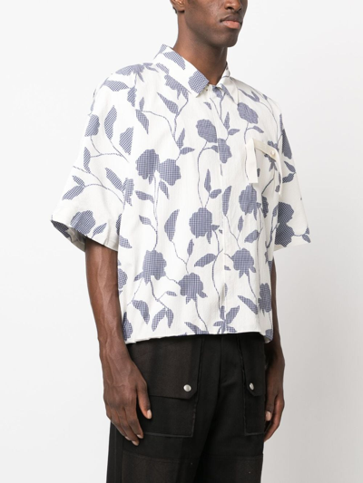 Shop Jacquemus La Chemise Disgreghi Rose-print Shirt In White