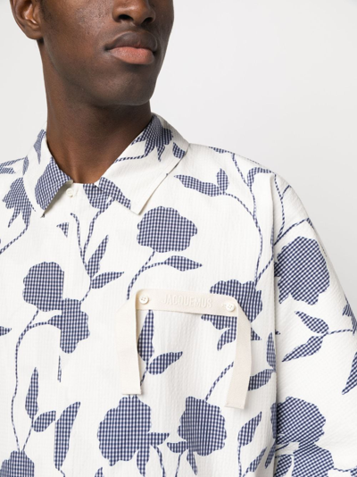 Shop Jacquemus La Chemise Disgreghi Rose-print Shirt In White