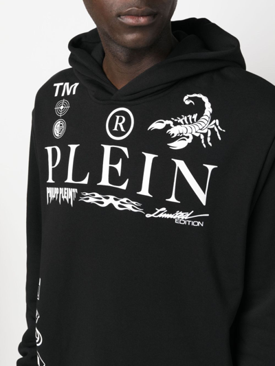 Shop Philipp Plein Logo-print Cotton Hoodie In Black