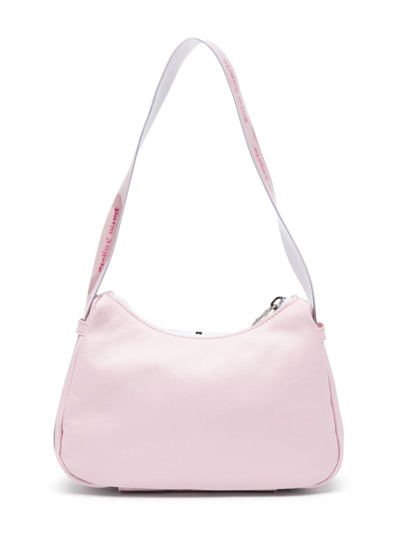 Shop Palm Angels Logo-jacquard Strap Shoulder Bag In Pink