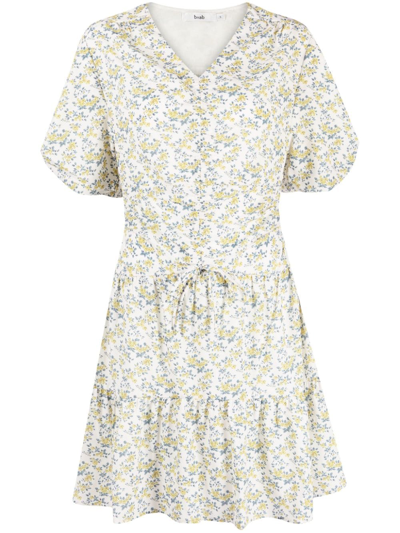 Shop B+ab Floral-print Short-sleeved Dress In 绿色