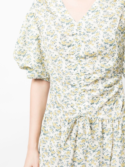 Shop B+ab Floral-print Short-sleeved Dress In 绿色