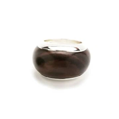 Shop Brenda Muir Sterling Silver Lined Domed Ring In Metallic