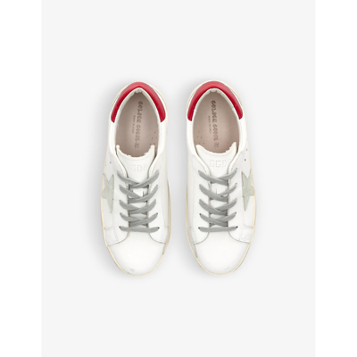 Shop Golden Goose Boys White/red Kids Superstar Star-patch Leather Low-top Trainers 6-9 Years