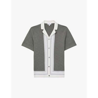Shop Reiss Men's Sage Durban Stripe Slim-fit Cotton Shirt