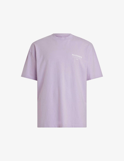 Shop Allsaints Underground Oversized Organic-cotton T-shirt In Spring Lilac