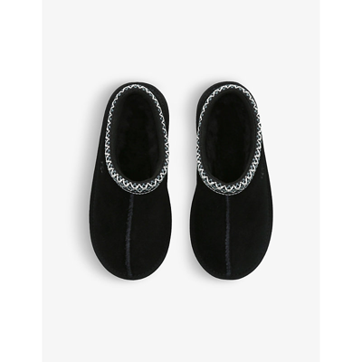 Ugg Black Tasman Ii Contrast-stitch Suede Slippers 2-7 Years Eur 26 / 8.5 Uk In Black