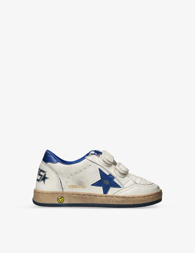 Shop Golden Goose Boys White/navy Kids Ballstar Star-embellished Leather Low-top Trainers 6 Months-5 Year