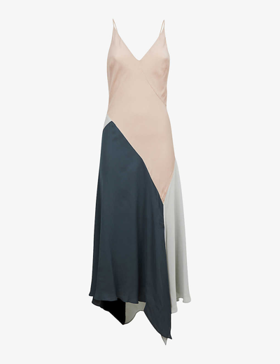 Shop Reiss Women's Nude Hudson Colourblock Woven Maxi Dress