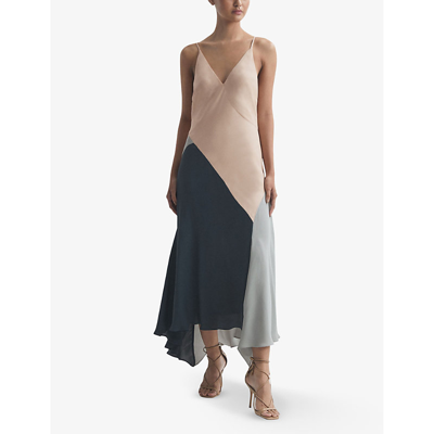 Shop Reiss Women's Nude Hudson Colourblock Woven Maxi Dress
