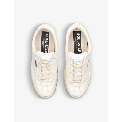 Shop Golden Goose Women's White/oth Soulstar 11629 Logo-print Faux-leather Low-top Trainers