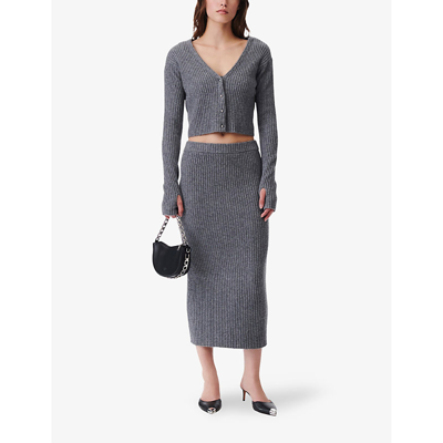 Shop Iro Kenlo Wool And Cashmere-blend Midi Skirt In Gry35