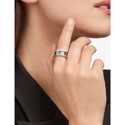 Shop Bvlgari Womens White Gold B.zero1 18ct White-gold And 0.31ct Diamond Ring