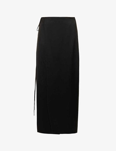 Shop Nanushka Women's Black Racha Split-hem Woven-blend Maxi Skirt