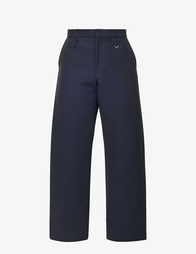 Shop Jacquemus Mens Dark Navy Le Pantalon Piccinni Wide-leg Relaxed-fit Cotton-blend Trousers