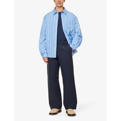 Shop Jacquemus Mens Dark Navy Le Pantalon Piccinni Wide-leg Relaxed-fit Cotton-blend Trousers