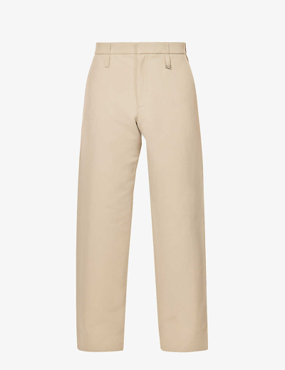 Shop Jacquemus Mens Beige Le Pantalon Piccinni Wide-leg Relaxed-fit Cotton-blend Trousers