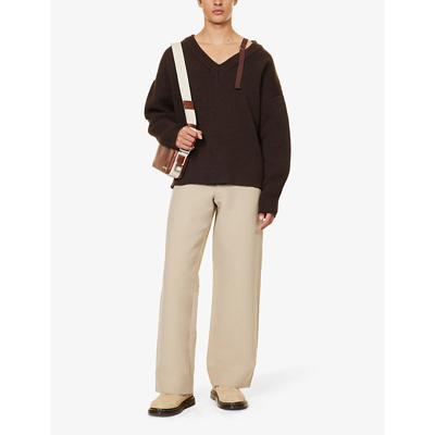 Shop Jacquemus Mens Beige Le Pantalon Piccinni Wide-leg Relaxed-fit Cotton-blend Trousers