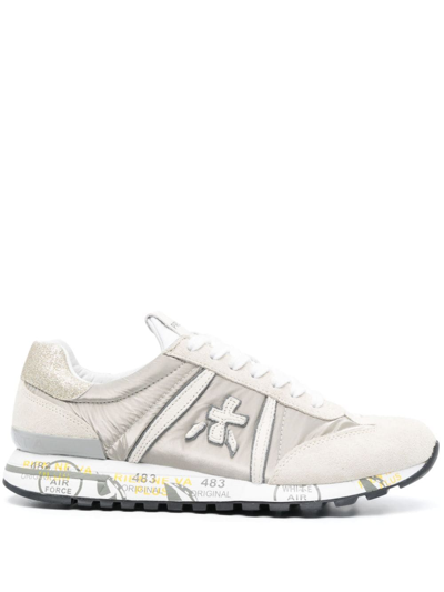 Shop Premiata Lucy Logo-patch Sneakers In Neutrals