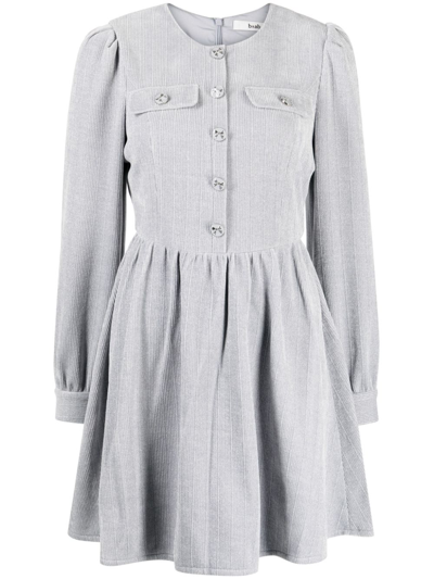 Shop B+ab Metallic-threading Long-sleeved Minidress In Grey