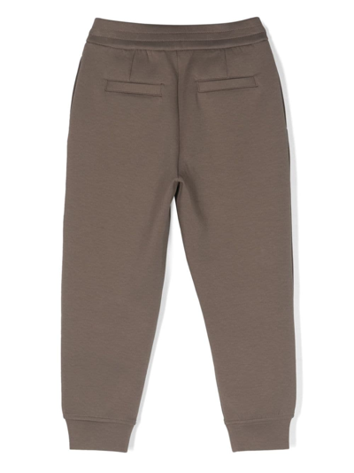 Shop Emporio Armani Pleat-detail Jersey Track Pants In Brown