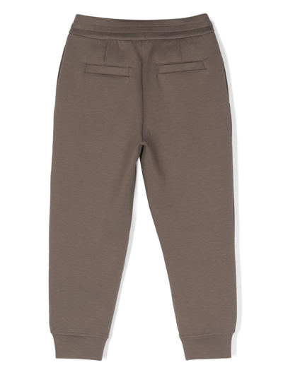 Emporio Armani Pleated Jersey Track Pants In Brown