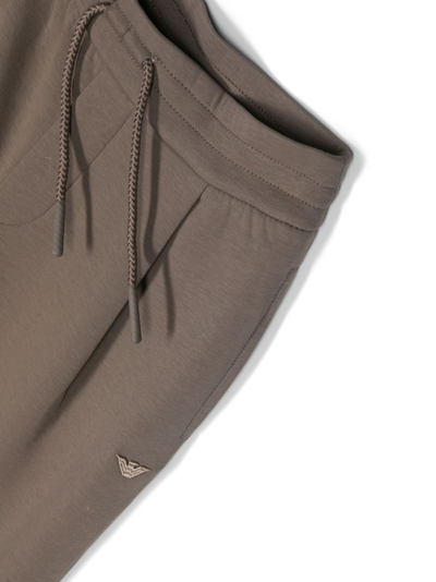 Shop Emporio Armani Pleat-detail Jersey Track Pants In Brown