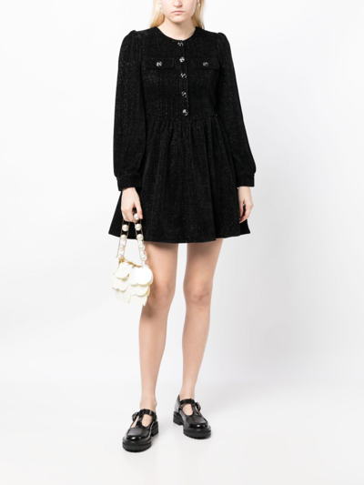 B+ab Metallic-threading Long-sleeve Dress In Black