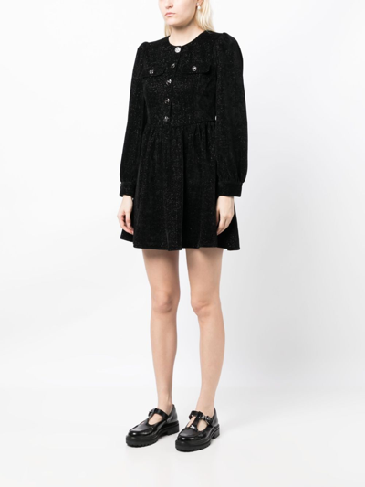 B+ab Metallic-threading Long-sleeve Dress In Black