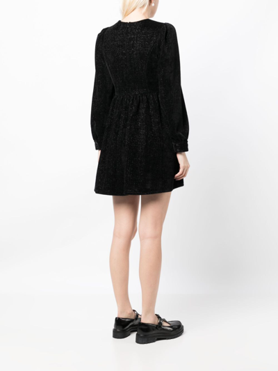 B+ab Metallic-threading Long-sleeve Dress In Black