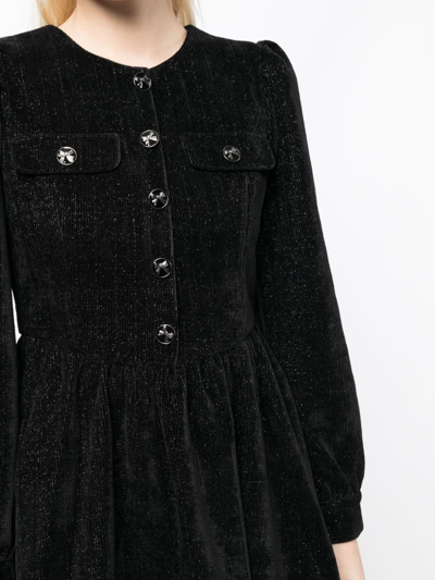 B+ab Metallic-threading Long-sleeve Dress In Black
