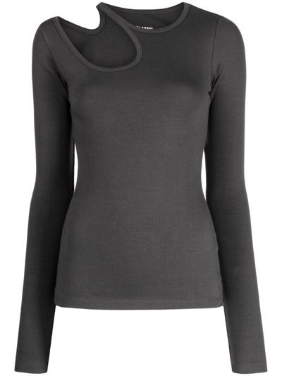Shop Low Classic Cut-out Detail Cotton Top In Grey